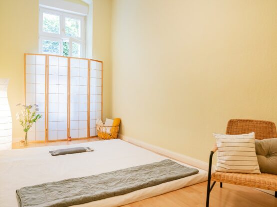 Blick in das Shiatsu-Zimmer mit Matte